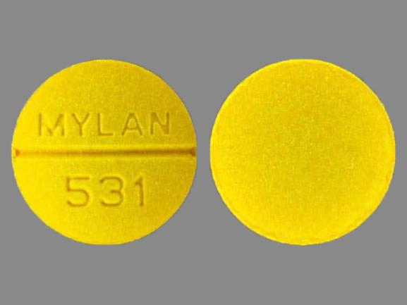 Pill MYLAN 531 Yellow Round is Sulindac.