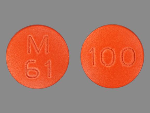 Pill 100 M 61 Orange Round is Thioridazine Hydrochloride