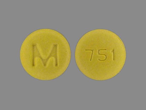 Pill M 751 Yellow Round is Cyclobenzaprine Hydrochloride