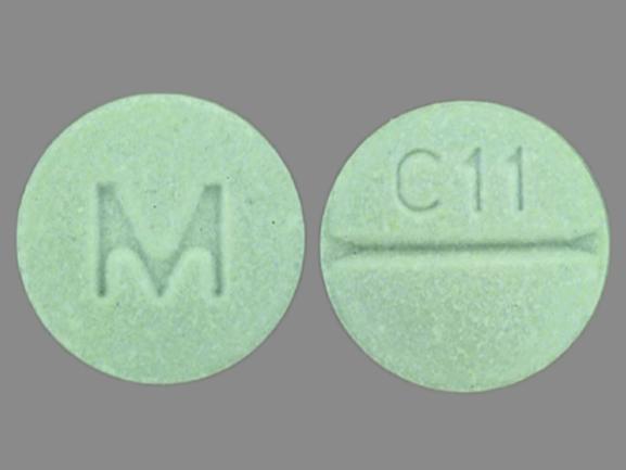 Pill C11 M Green Round is Clozapine