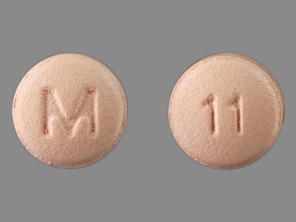 Pill M 11 Peach Round is Quetiapine Fumarate