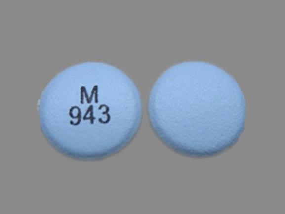 Pill M 943 Blue Round is Divalproex Sodium Delayed-Release