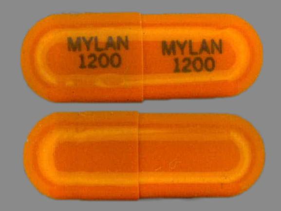 Pill MYLAN 1200 MYLAN 1200 Orange Capsule/Oblong is Acebutolol Hydrochloride