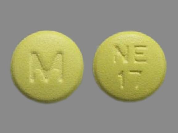 Pill M NE 17 Yellow Round is Nisoldipine Extended Release