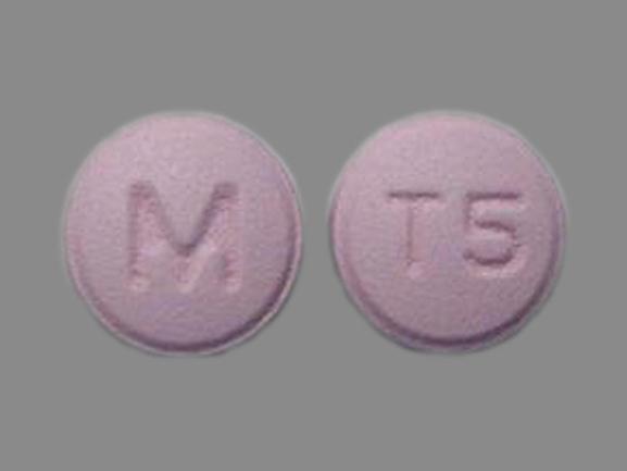 Pill M T5 Purple Round is Trifluoperazine Hydrochloride
