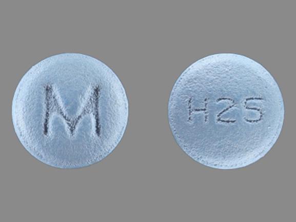 Pill M H25 Blue Round is Hydroxyzine Hydrochloride