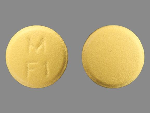 Pill M F1 Yellow Round is Famotidine