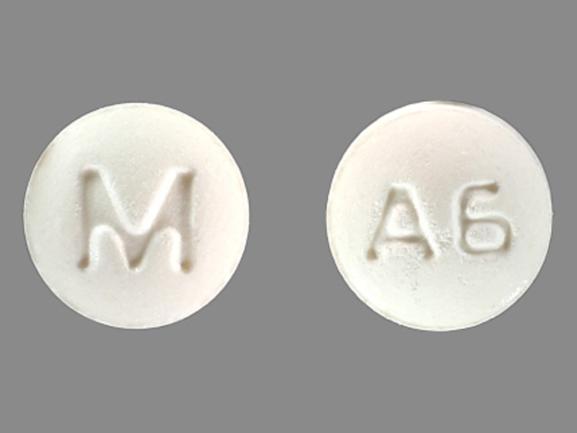 Pill M A6 White Round is Alendronate Sodium