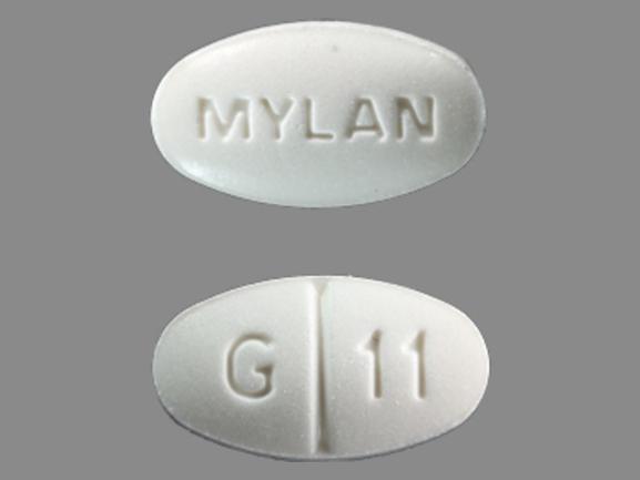 Pill MYLAN G 11 White Elliptical/Oval is Glimepiride