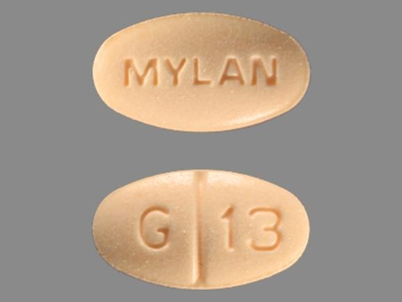 Pill MYLAN G 13 Beige Oval is Glimepiride