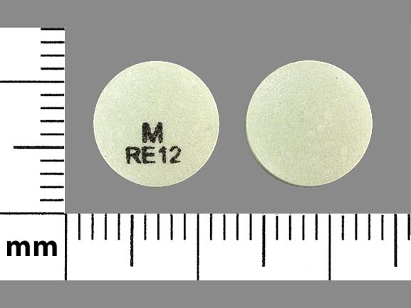 Pill M RE12 Green Round is Ropinirole Hydrochloride Extended-Release