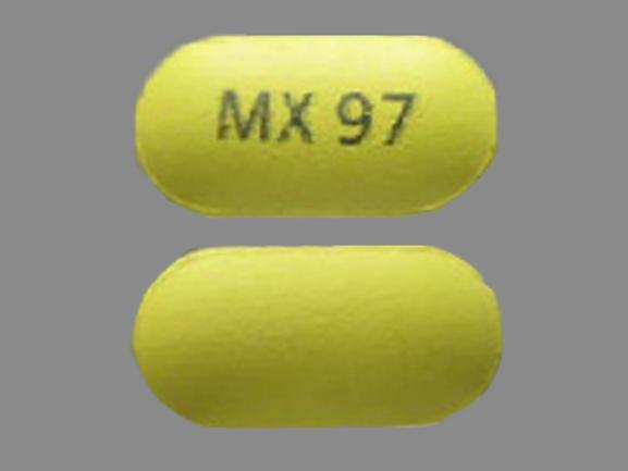 Pill MX 97 Yellow Capsule/Oblong is Minocycline Hydrochloride Extended-Release