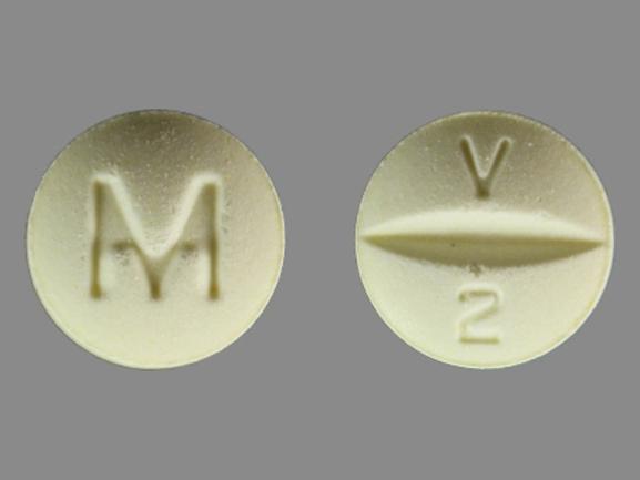 Pill M V 2 Yellow Round is Venlafaxine Hydrochloride