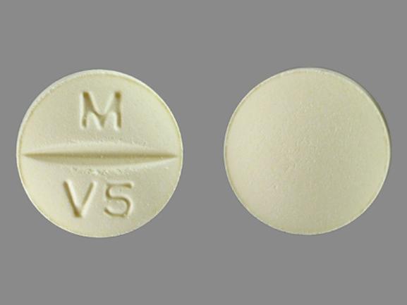 Pill M V5 Yellow Round is Venlafaxine Hydrochloride