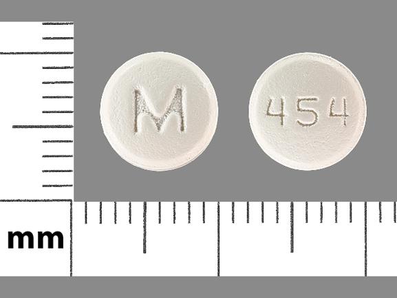 Pill M 454 White Round is Olanzapine