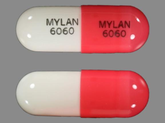 Pill MYLAN 6060 MYLAN 6060 Pink & White Capsule-shape is Diltiazem Hydrochloride Extended-Release (SR)