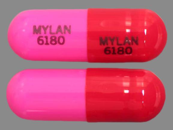 Pill MYLAN 6180 MYLAN 6180 Orange Capsule-shape is Propranolol Hydrochloride Extended-Release