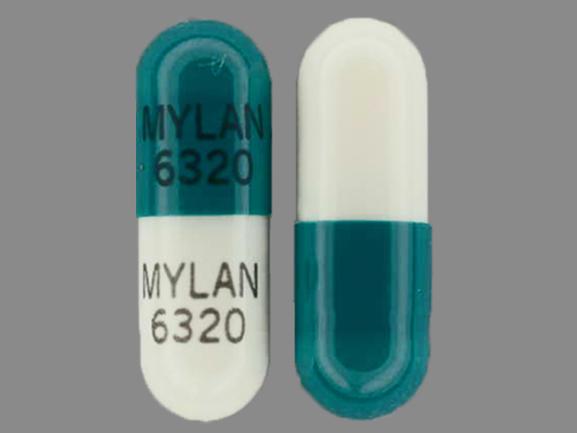 Pill MYLAN 6320 MYLAN 6320 Green & White Capsule/Oblong is Verapamil Hydrochloride Extended-Release