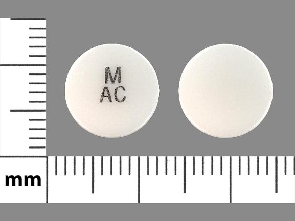 Pill M AC White Round is Acamprosate Calcium Delayed-Release