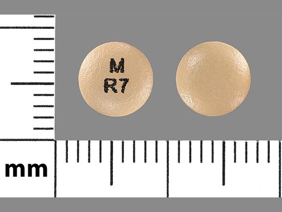 Pill M R7 Beige Round is Rabeprazole Sodium Delayed-Release