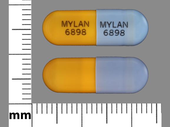 Pill MYLAN 6898 MYLAN 6898 Blue Capsule/Oblong is Amlodipine Besylate and Benazepril Hydrochloride