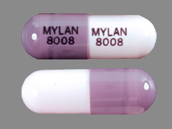 Pill MYLAN 8008 MYLAN 8008 Purple Capsule/Oblong is Divalproex Sodium Delayed-Release (Sprinkle)