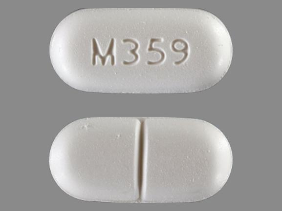 Pill M359 White Capsule/Oblong is Acetaminophen and Hydrocodone Bitartrate