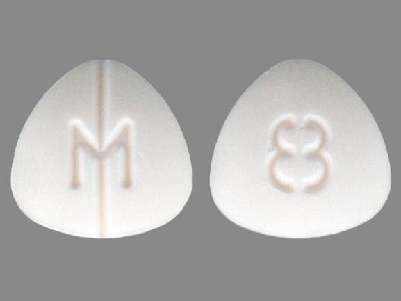 Pill M 8 White Three-sided is Hydromorphone Hydrochloride