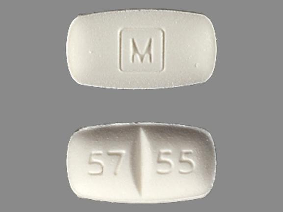 Pill M 57 55 White Rectangle is Methadone Hydrochloride