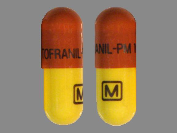 Pill TOFRANIL-PM 100 mg M Orange & Yellow Capsule-shape is Tofranil-PM