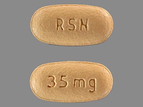 Pill RSN 35 mg Orange Elliptical/Oval is Actonel