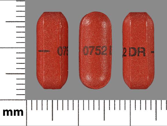 Pill 0752 DR Brown Capsule-shape is Asacol