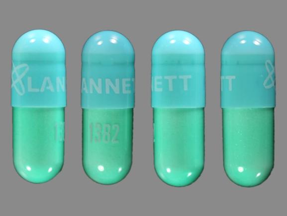 Pill LANNETT 1382 Blue Capsule/Oblong is Clindamycin Hydrochloride