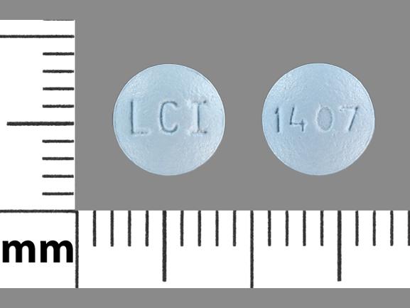 Pill LCI 1407 Blue Round is Pilocarpine Hydrochloride