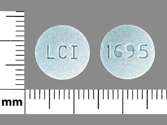 Pill LCI 1695 Blue Round is Acetaminophen, Butalbital and Caffeine