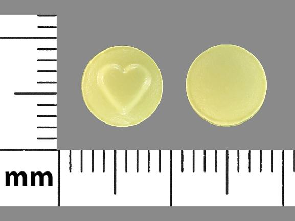 Pill Heart Yellow Round is Aspirin Enteric Coated