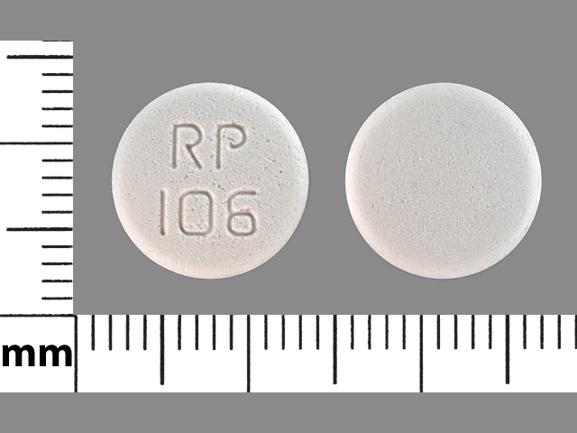 Pill RP 106 White Round is Calcium Carbonate (Chewable)