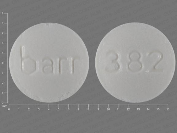 Pill barr 382 White Round is Meperidine Hydrochloride