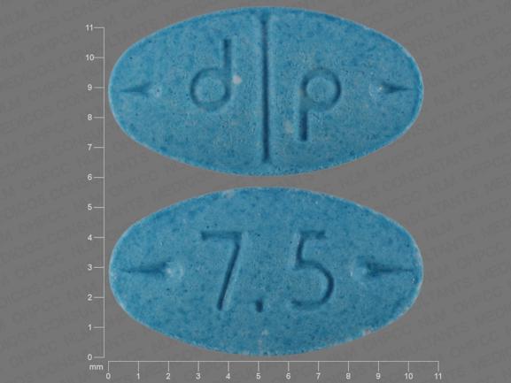 Pill d p 7.5 Blue Elliptical/Oval is Adderall