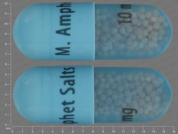 Amphetamine and dextroamphetamine extended release 10 mg M. Amphet Salts 10 mg