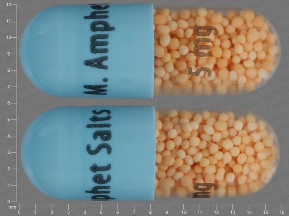 Amphetamine and dextroamphetamine extended release 5 mg M. Amphet Salts 5 mg