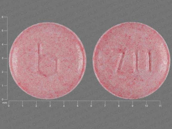 Pill b 711 is Tri-Legest Fe ethinyl estradiol 0.02 mg / norethindrone 1 mg