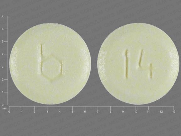 Pill b 14 Yellow Round is Kelnor 1/35