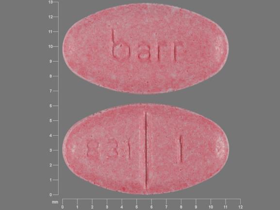 Pill barr 831 1 Pink Oval is Warfarin Sodium