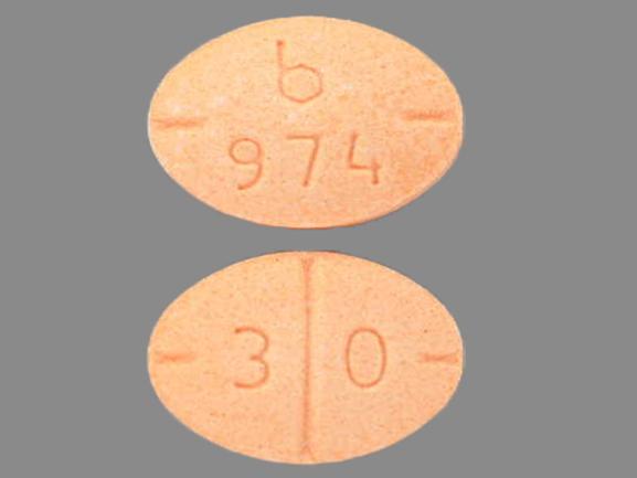 Pill b 974 3 0 Orange Oval is Amphetamine and Dextroamphetamine