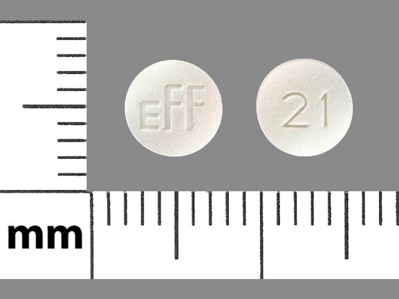 Pill 21 EFF White Round is Methazolamide