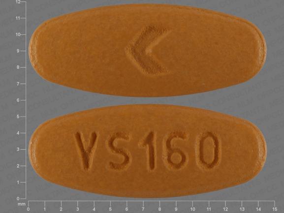 Pill VS160 Logo Orange Elliptical/Oval is Valsartan