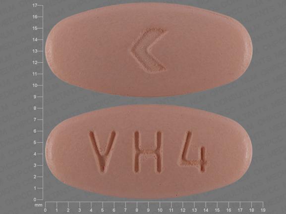 Pill VH4 > Pink Oval is Hydrochlorothiazide and Valsartan