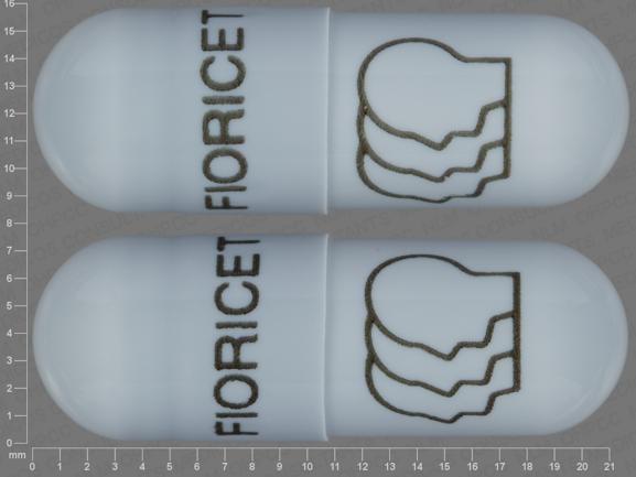 Pill FIORICET Logo Blue Capsule/Oblong is Acetaminophen, Butalbital and Caffeine