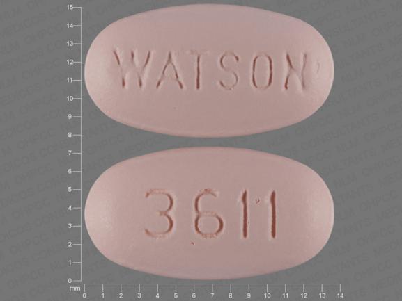 Pill WATSON 3611 Pink Oval is Ropinirole Hydrochloride Extended-Release